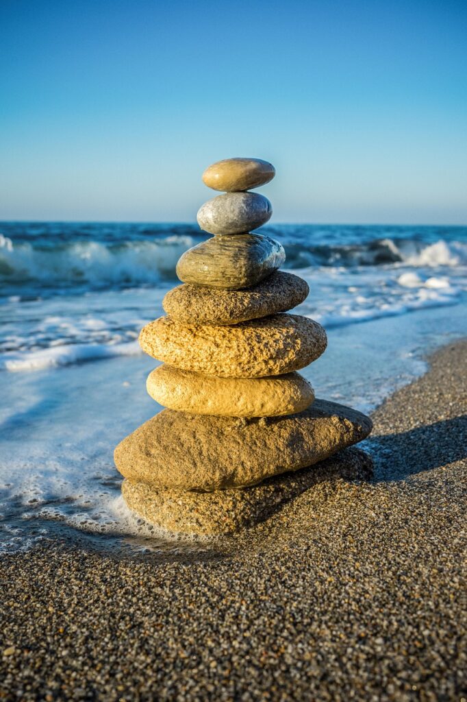 stones, rock, balance, balanced rocks, nature, balanced stones, riverside, beach, meditation, zen, mindfulness, spirituality, harmony, sea, stone pyramid, pyramid, yoga